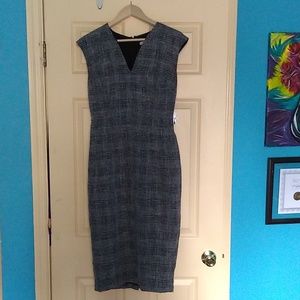 Tweed style straight midi business casual dress